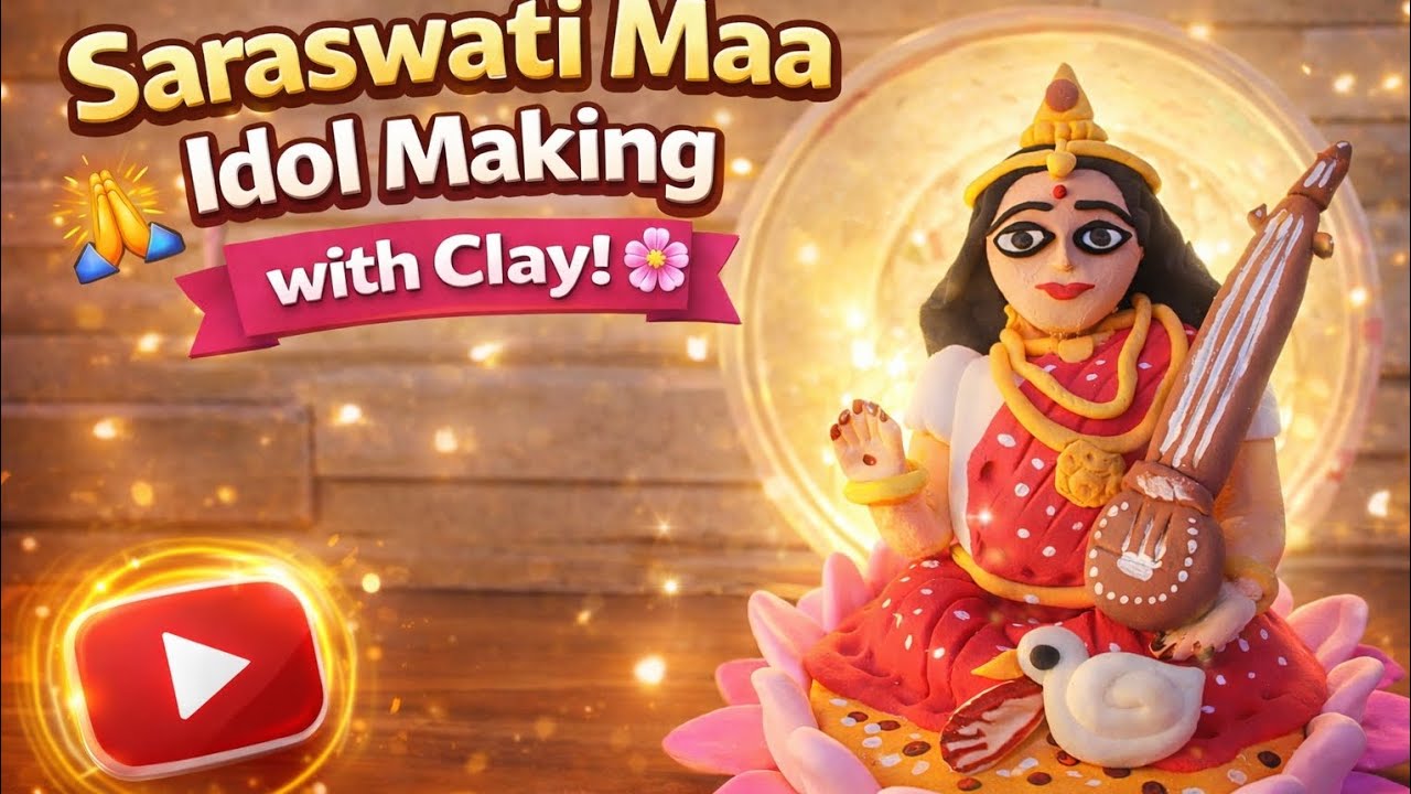 Saraswati Maa Idol Making with Clay | Step by Step DIY at Home