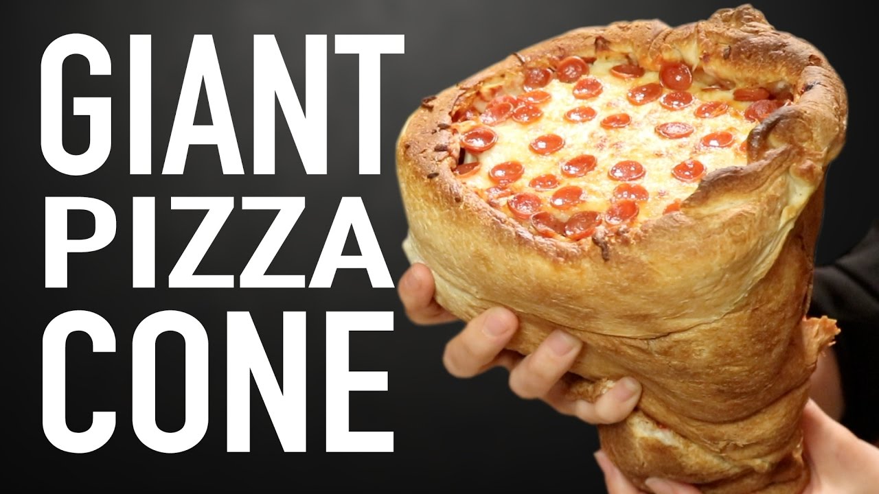 GIANT PIZZA CONE VS GIANT PIZZA CONE | HellthyJunkFood