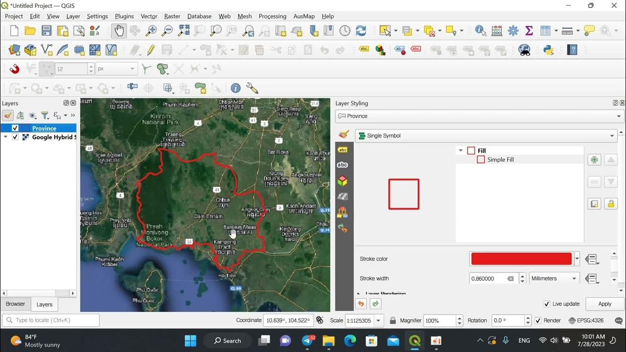 វិដេអូ12 របៀបគូសផ្លូវនៅក្នុងQGIS ️ ️ (How to draw map in QGIS) YouTube