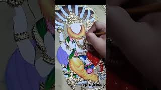 Lakshmi Narasimha Tanjore painting- work in progress