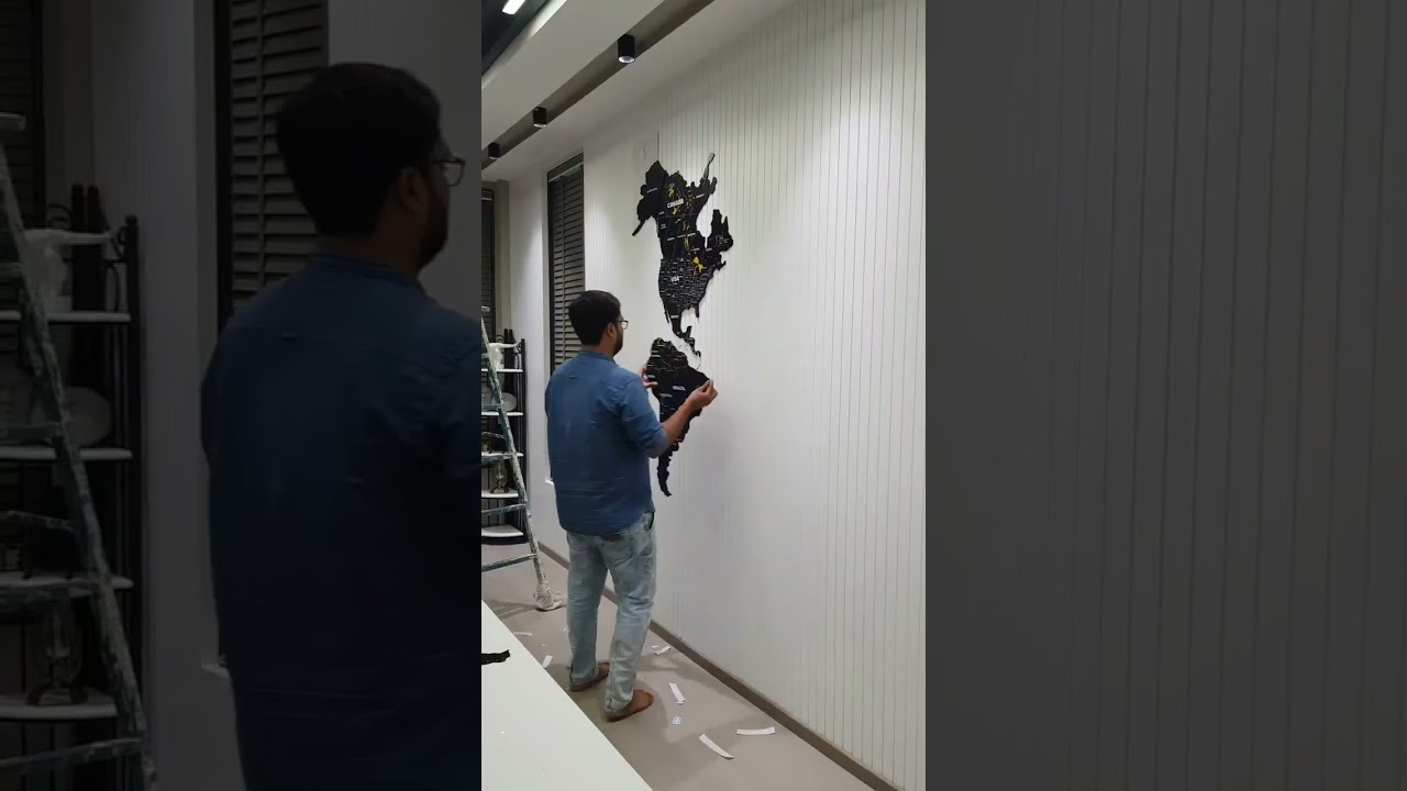 3D Black & Yellow Wooden Worldmap | DIY | Home Decoration | The Map Store | Wooden Worldmap