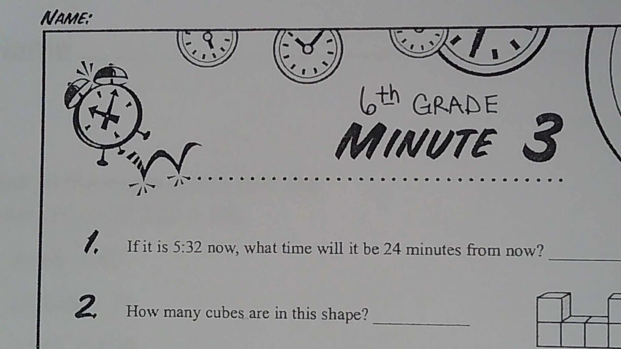 Math Minute 6th Grade Printable
