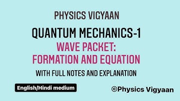 WAVE PACKET -Formation and Equation| QUANTUM MECHANICS-1| PHYSICS | ENGLISH /HINDI MEDIUM