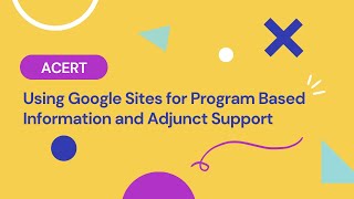 Using Google Sites for Program Based Information and Adjunct Support
