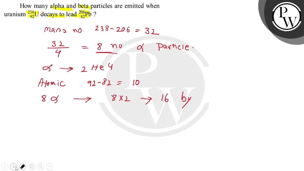 How many alpha and beta particles are emitted when uranium \( { }_{92}^{238} \mathrm{U} \) decay...