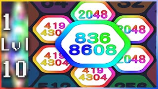 2048 Number Hexagon - ゲームプレイ ウォークスルー - レベル 1 ～ 10 screenshot 1