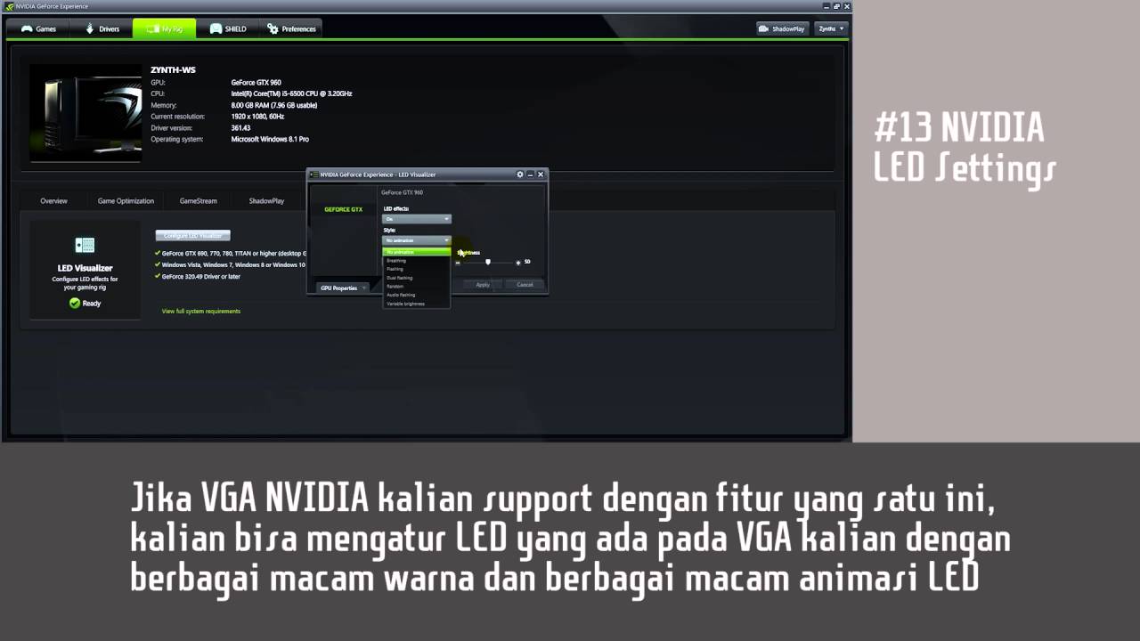 [NVIDIA GeForce Experience]#13 NVIDIA LED Settings - YouTube