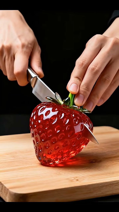 seperti KacaPotong stroberi kaca dengan sentuhan yang menenangkan #asmr #viralvideo #strobery
