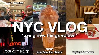 nyc vlog | trying new things in my city (trying jollibee, new starbucks drink, & more) | Monté  ♡