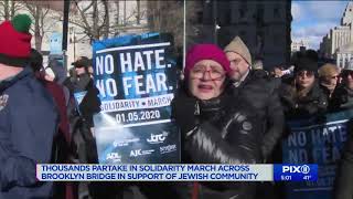 Thousands march across Brooklyn Bridge in support of Jewish community