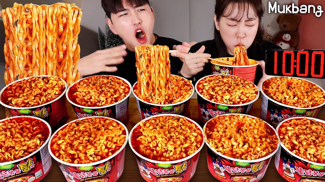 Могу ли я съесть 10 из самых шпицких мясных в Корее за 10 минут?🔥 острый Ramen вызов Mukbang!