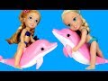 Swimming with DOLPHINS ! Elsa & Anna toddlers go Scuba with Barbie - Splash - Water Fun