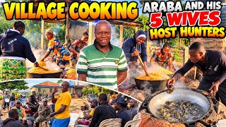 Village cooking and eating - Araba's of Ajura hosting hunters in his compound - Hunting Ep121