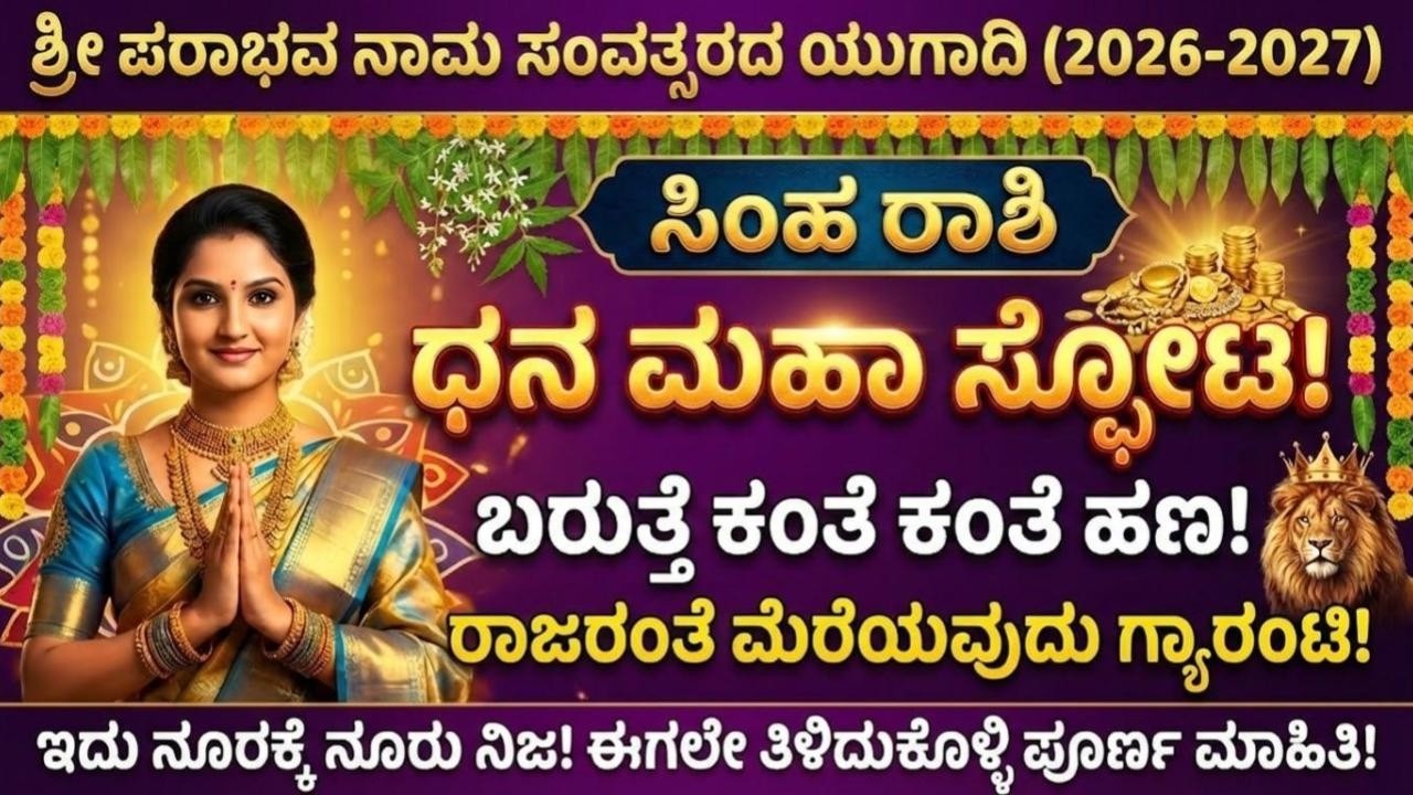 ಸಿಂಹ ರಾಶಿ ಯುಗಾದಿ ಭವಿಷ್ಯ 2026-27 ಧನ ಮಹಾ ಸ್ಫೋಟ! Simha Rashi Yearly Horoscope by Sowmya #rashibhavishya