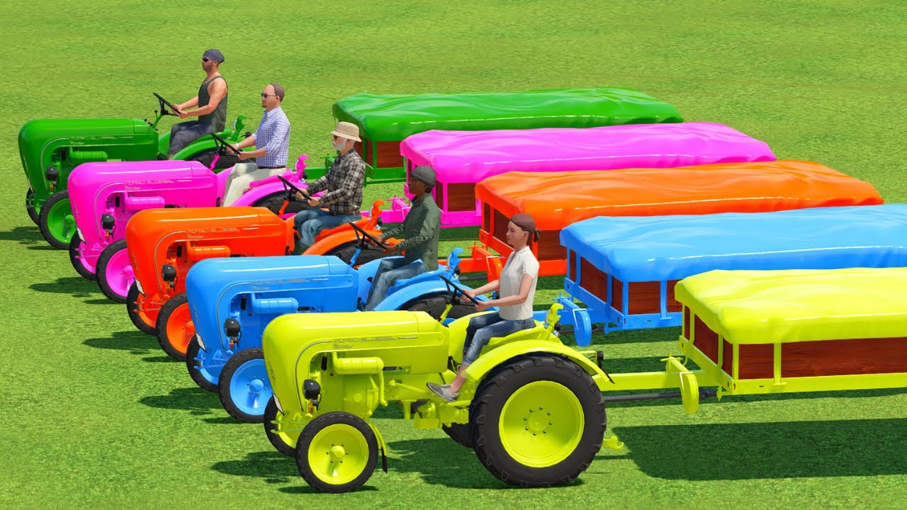 GIANT TRACTORS & EXCAVATORS! Coloring Farm Equipment! Farming Simulator 22