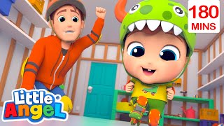 Baby John's Skating Tutorial  Bingo and Baby John | Little Angel Nursery Rhymes and Kids Songs