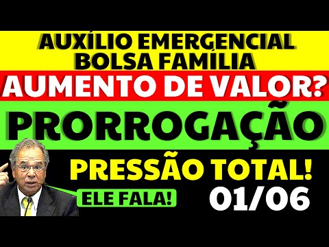 01/06 AUMENTO DE VALOR AUXÍLIO EMERGENCIAL BOLSA FAMÍLIA? PRESSÃO PRORROGAÇÃO AUXÍLIO GUEDES FALA!