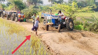 Swaraj tractors mass work with fully loaded trolley |tractor video's @marrisrikanth379