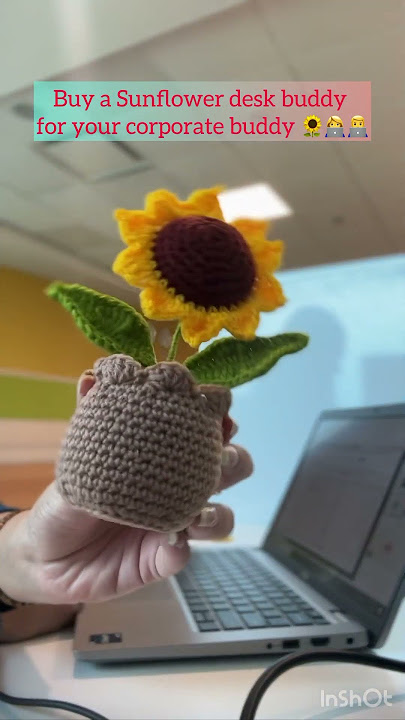 Brighten someone's day with sunshine in a pot #officevibes🌻#deskgoals #sunflower #thoughtfulgifting