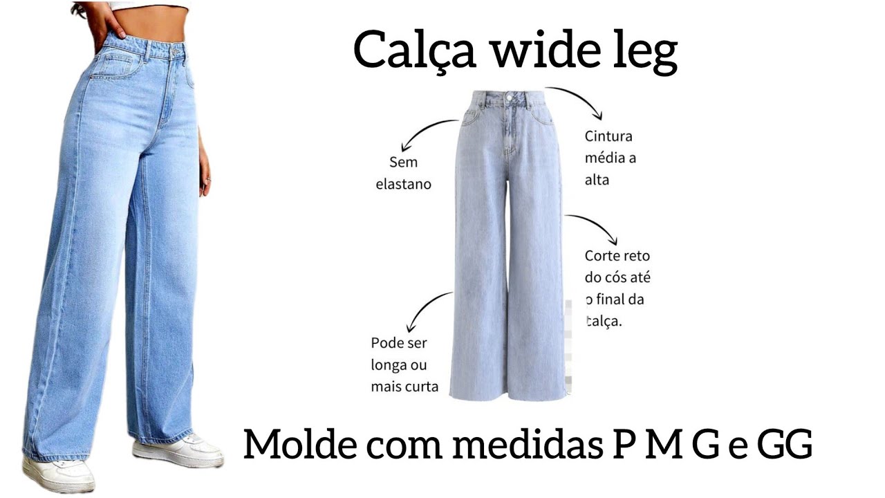 Como  fazer molde CALÇA Feminina WIDE LEG