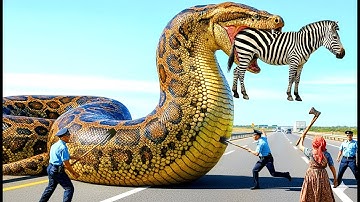 EPIC RESCUE | GIANT PYTHON that attacked a ZEBRA was rescued by BRAVE RESCUE TEAM
