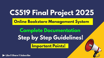 CS519 Final Year Project 2025 | Online Bookstore Management System | VU Students Guide