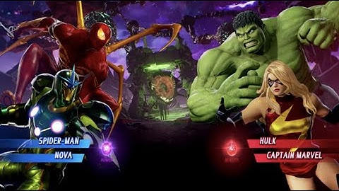 Iron Spider-man and NOVA vs Hulk and Captain Marvel - MARVEL VS. CAPCOM: INFINITE