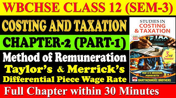 Methods of Remuneration | Taylor’s & Merrick’s Differential Piece Wage Rate | WBCHSE | Class 12