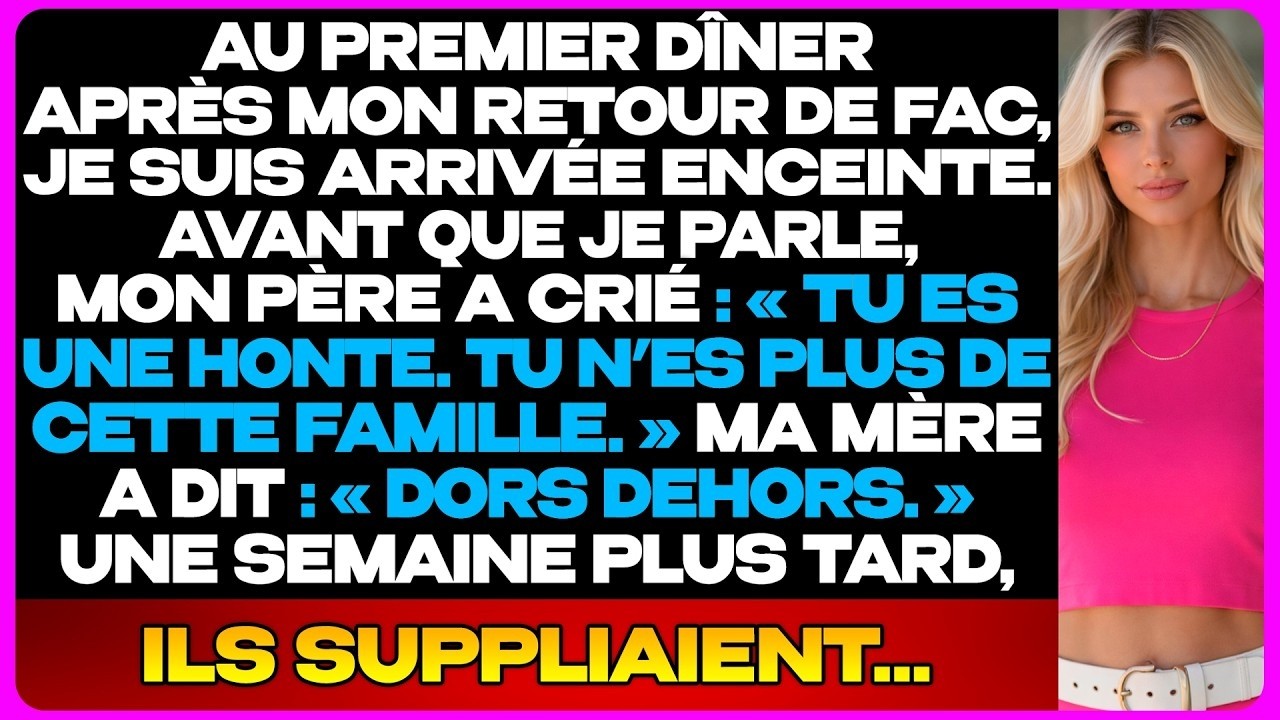 La salle à manger sentait encore le bœuf mijoté quand mon père a levé les yeux de sa bière. Je venais de poser mon diplôme de droit sur la table, mais mon ventre arrondi parlait plus fort que...