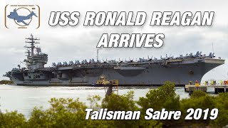 USS Ronald Reagan CVN-76 arrives into Brisbane, Australia.