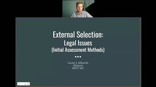 External Selection: Legal Issues MGT 447 Profile