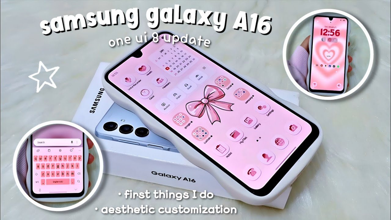 customize my samsung galaxy a16 with me 🌸🤍 after the one ui 8