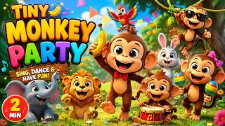 🐵 Tiny Monkey Party | Fun Jungle Dance Song for Kids | Nursery Rhymes &amp; Kids Songs 🎵