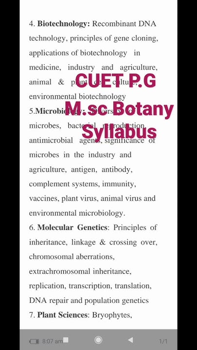 CUET P G M sc Botany Syllabus For Entrance Examination competition ap-pgcet-2021-m-sc-botany-syllabus-how-to-prepare-for-m-sc-botany