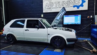 ABF TURBO ENGINE SWAPPED MK2 VW GOLF MAKES NUMBERS ON THE DYNO!