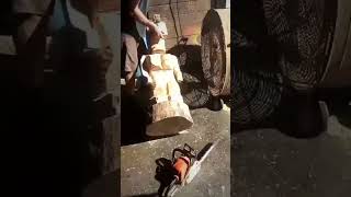 Pele Tiki Carving. Here's where I'm carving out more in the legs area and cutting some corners off
