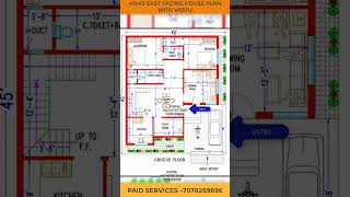 40x45 EAST FACING HOUSE PLAN WITH VASTU