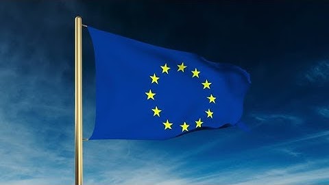 4K Europe flag slider style. Waving in the win with cloud background animation Stock video
