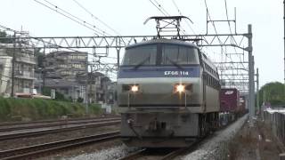 JR貨物 EF66 114牽引コンテナ貨物列車(汽笛あり)