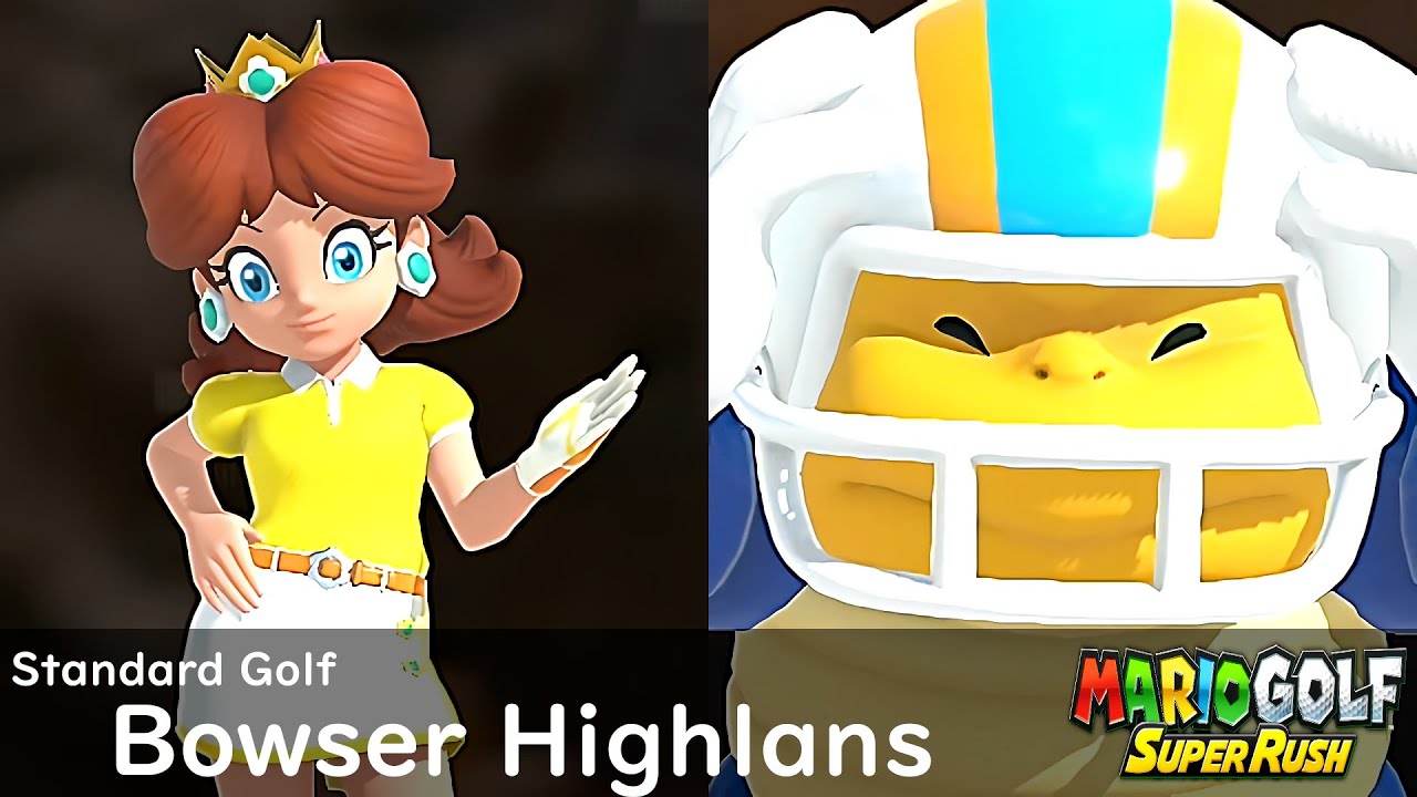 Mario Golf Super Rush Daisy vs Charging Chuck in Bowser Highlands