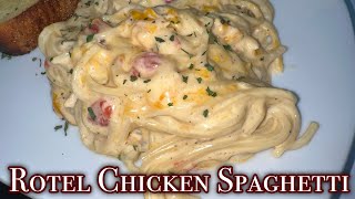 Cheesy Stovetop Rotel Chicken Spaghetti