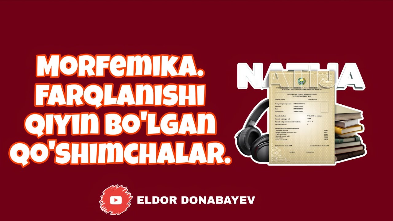 Morfemika. Farqlanishi qiyin bo'lgan qo'shimchalar. ESSE ONA TILIDAN ESSE YOZISH ЭССЕ ОНА ТИЛИДАН 