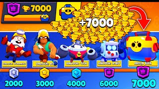 NONSTOP to 7000 TROPHIES Without Collecting TROPHY ROAD! Brawl Stars