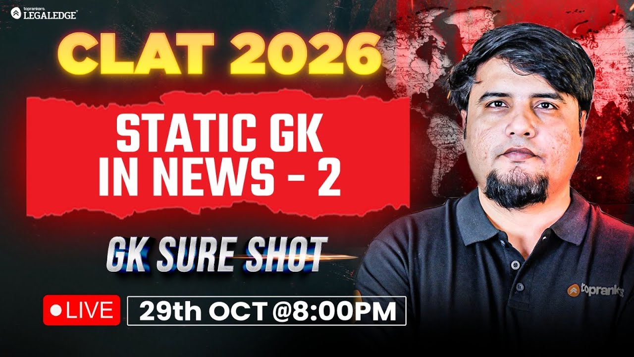 CLAT 2026 | Static GK News- Part 2 | Mayur Sir | GK SureShot - YouTube