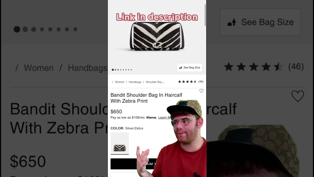 Coach Bandit Shoulder Bag In Haircalf With Zebra Print