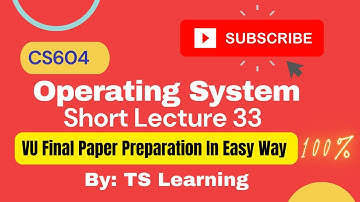 cs604 short lecture 33 in urdu|cs604 operating system |vu cs604 final paper preparation| TS Learning