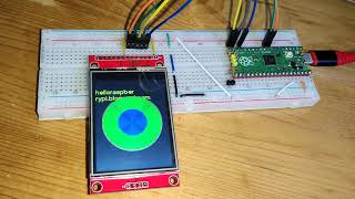 Raspberry Pi Pico/MicroPython + 320x240 ILI9341 SPI Display, using jeffmer/micropython-ili9341 lib.