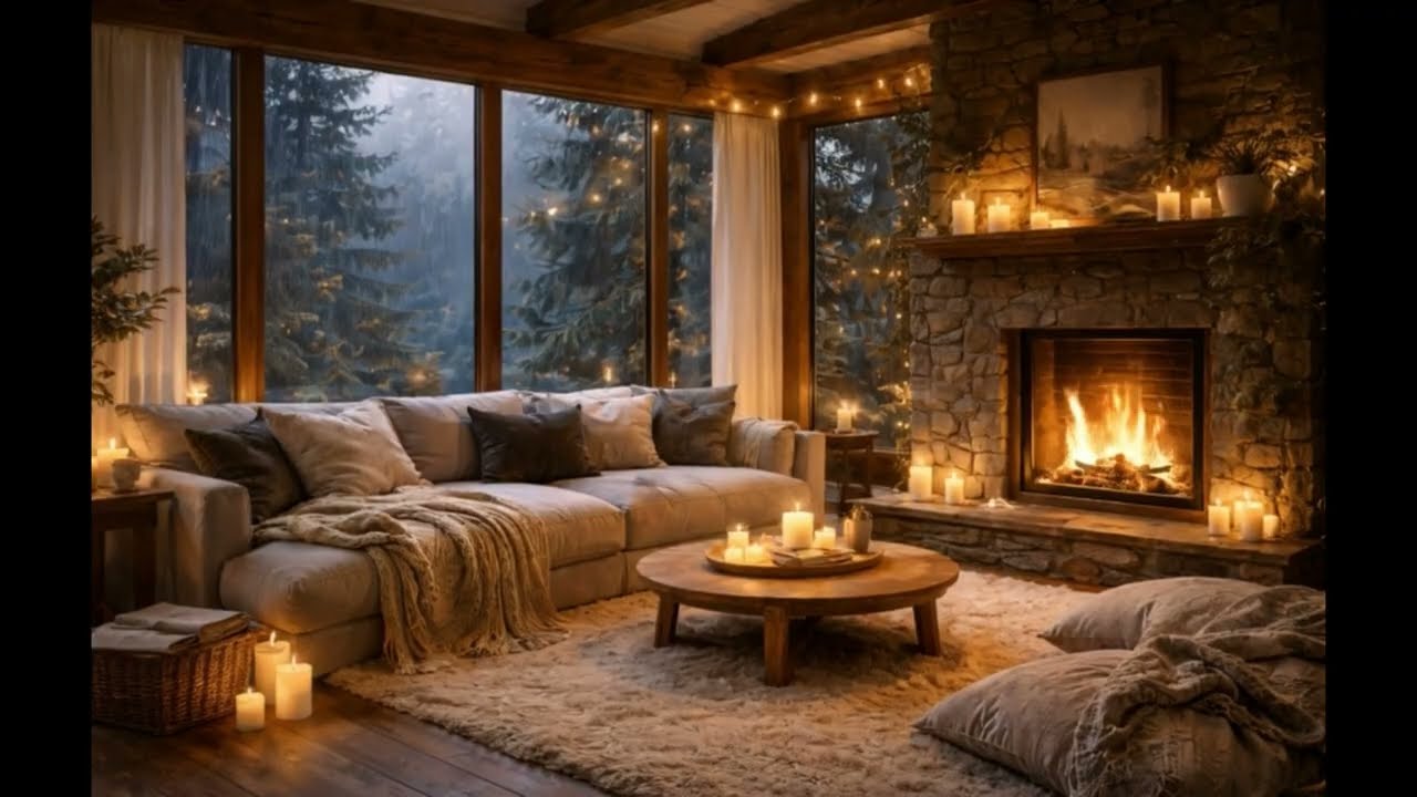 Cozy Rainy Night by the Fireplace 🌧️🔥 3 Hours of Relaxing Ambience for Sleep & Calm