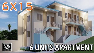 CUTE 2 STOREY APARTMENT PASTEL COLOR PALETTE- 6 UNITS (6X15 METERS) 25 SQM PER UNIT