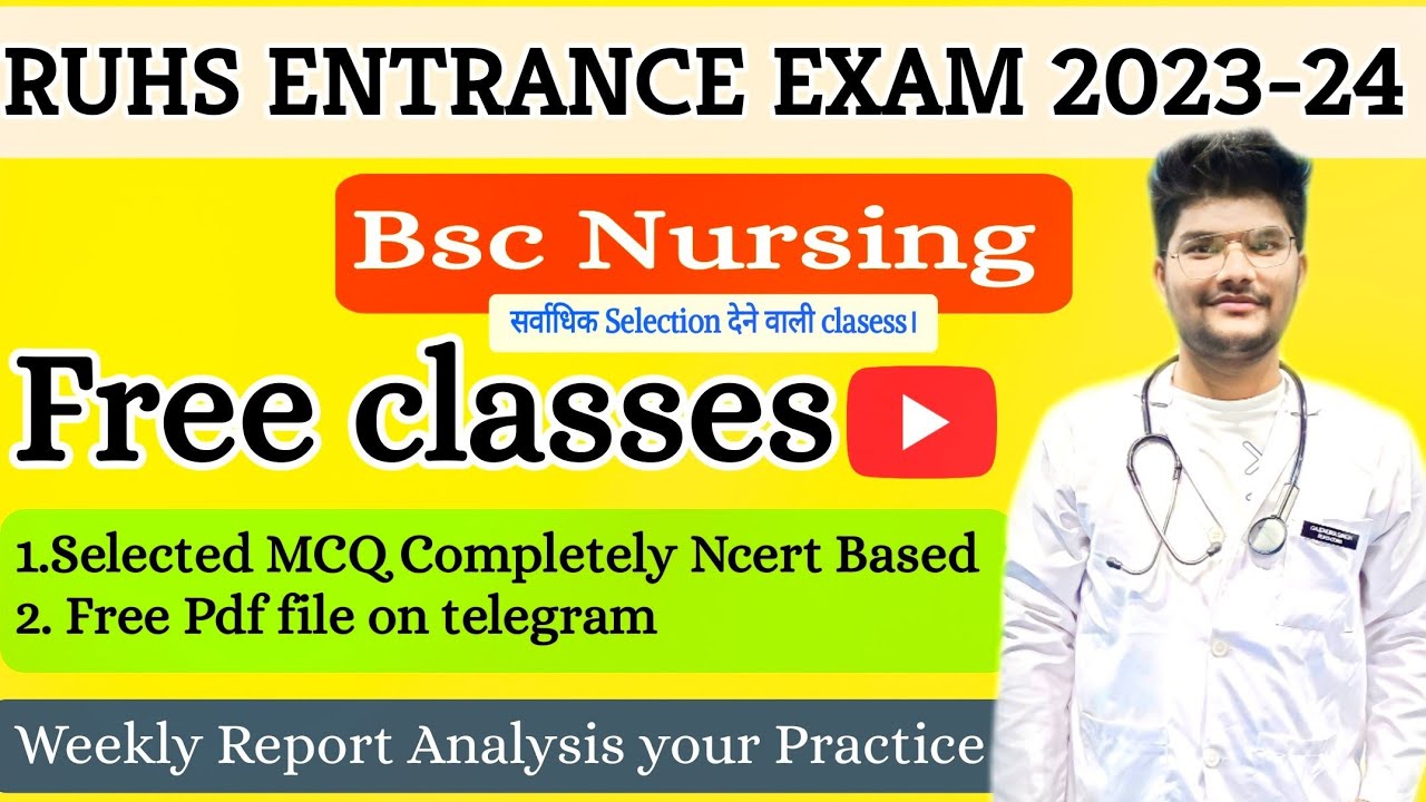 Free Classes Announcement 🚀Ruhs bsc nursing entrance exam 202324